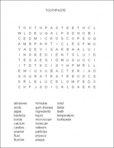 Putting the Squeeze on Toothpaste Word Find