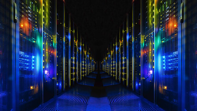 an illustration of a data center full of servers