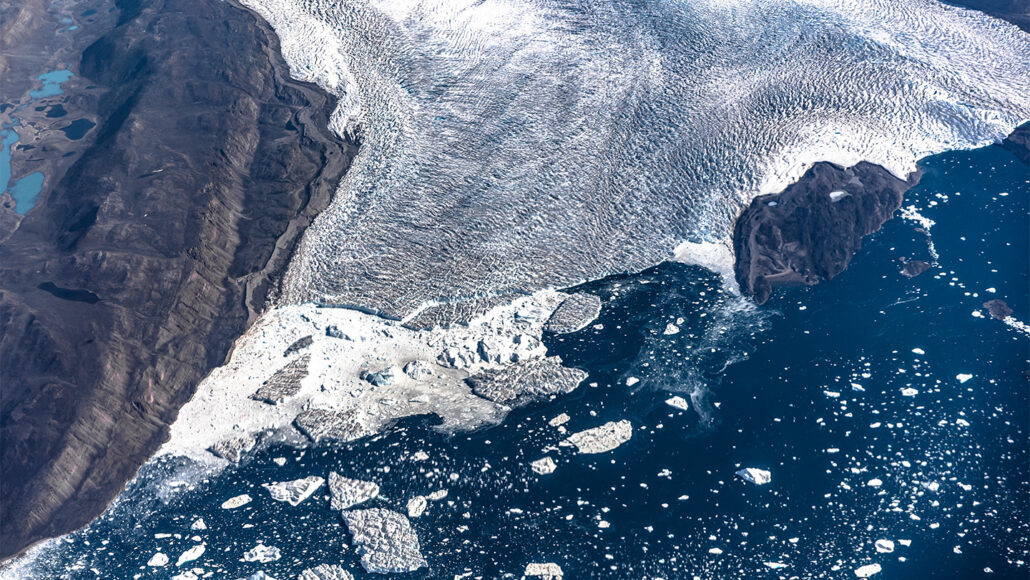 A picture of Greenland's ice sheet near Baffin Bay.