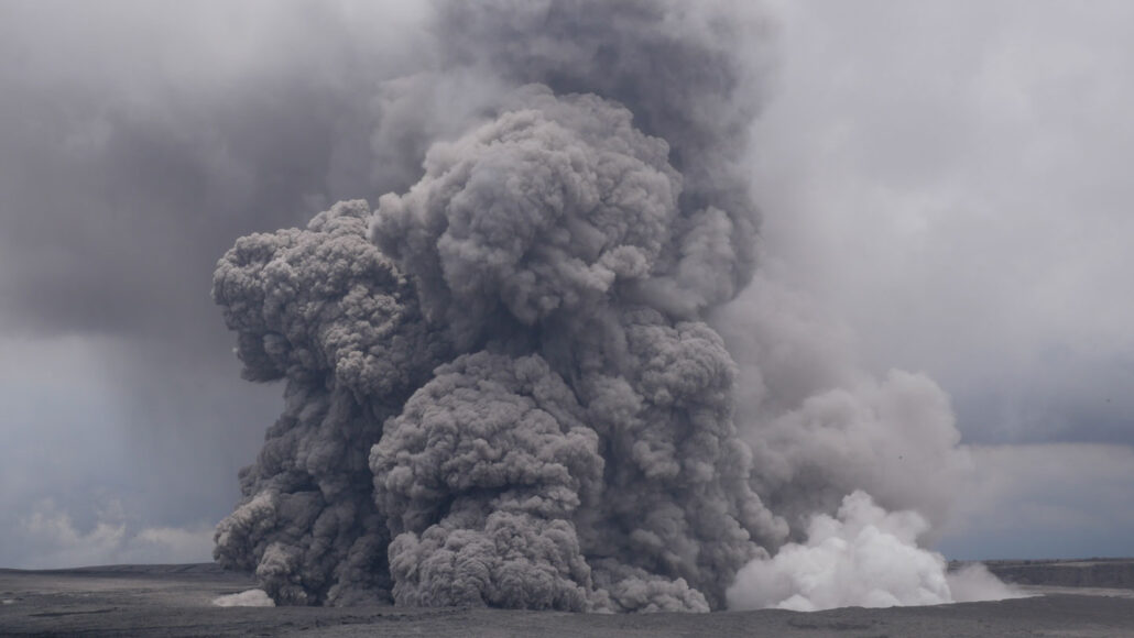 A photo of Hawaii's Kilauea volcano erupting on May 27, 2018.