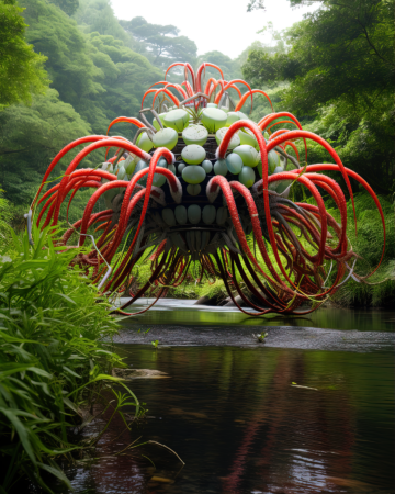 a AI generated image of a spider plant structure in a swamp